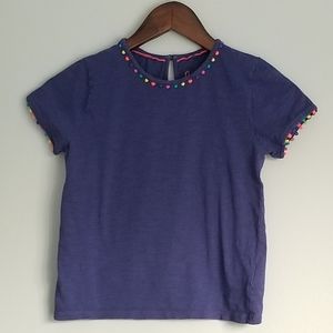 Boden Pom Pom Trim Tshirt Purple Girls 8-9 y